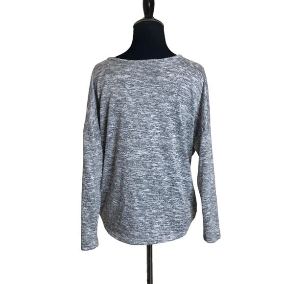 Love Cameron gray front twist knot plunge neck sweater size M - Picture 2 of 6